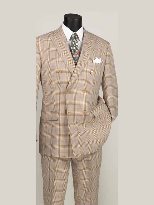 Executive Double-Breasted Suit, Wool Feel