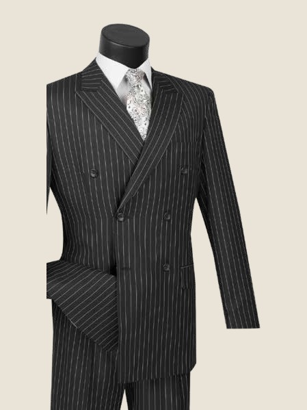 Executive Double-Breasted Suit, Wool Feel